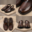 Qadam Handcrafted Dual-Texture Leather Peshawari Chappal – Mocha Brown