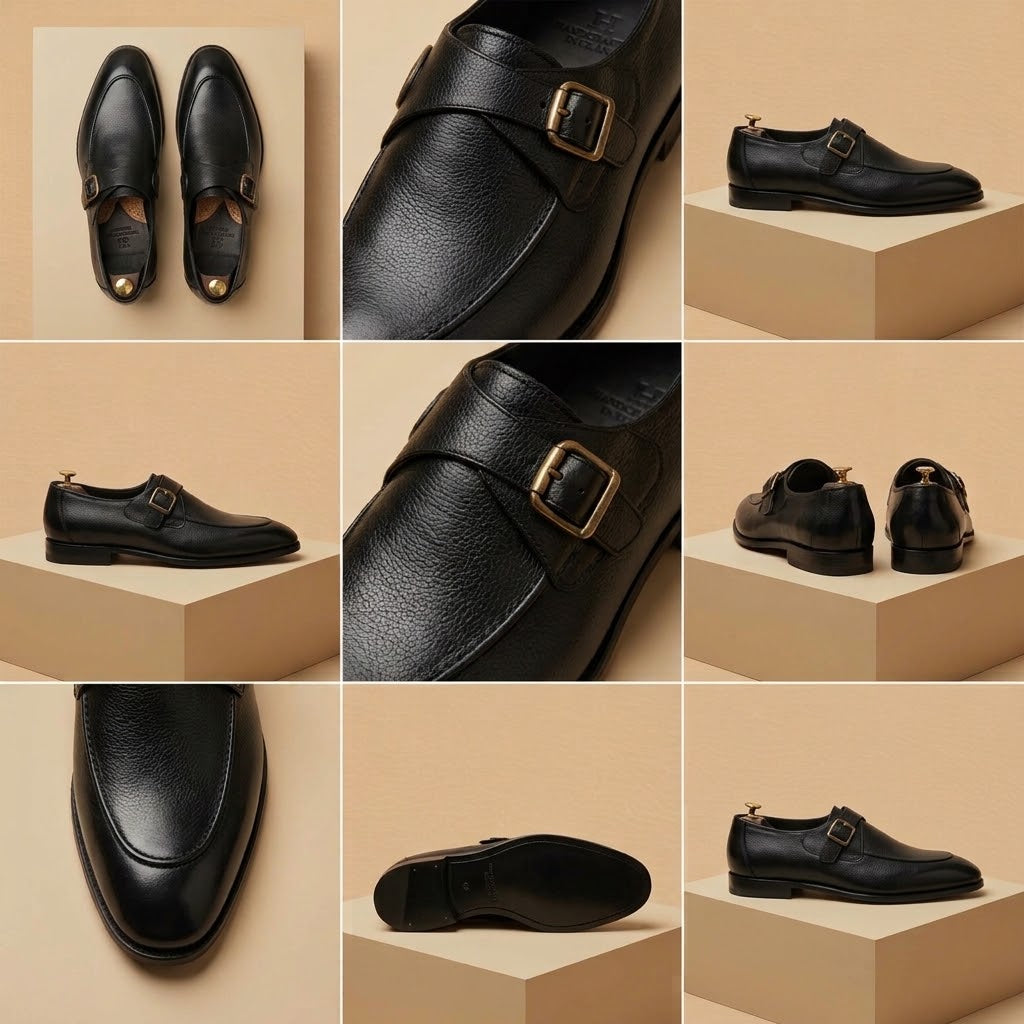 Premium Burnished Calfskin Single Monk Straps – Espresso Brown