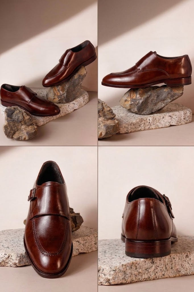 Men's Handcrafted Apron-Toe Slip-On Loafers – Cognac Brown