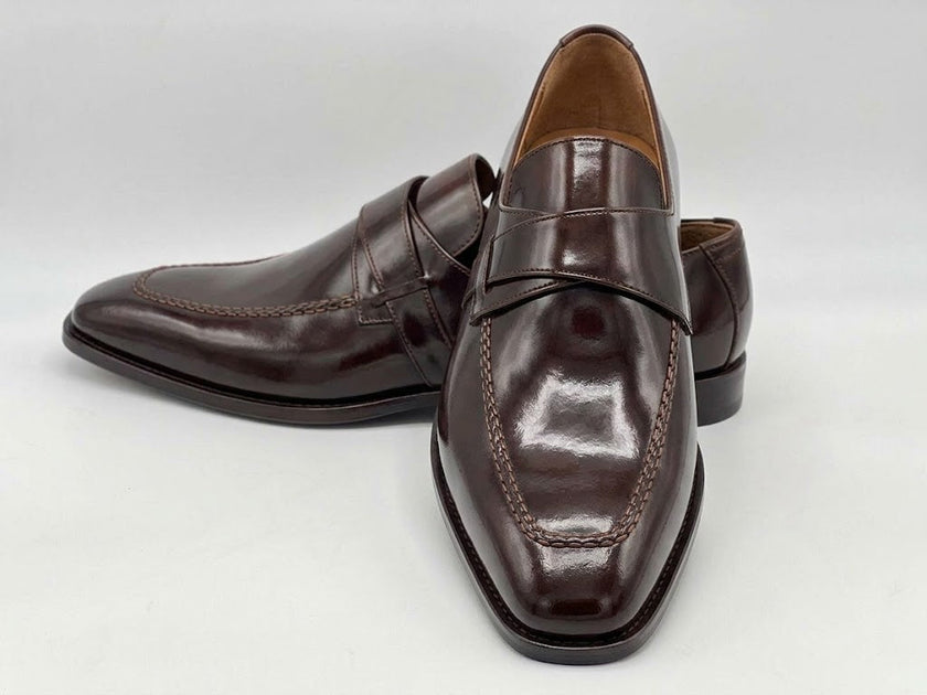 The Venetian: Hand-Burnished Cherry Dress Loafers with Braided Apron Seam
