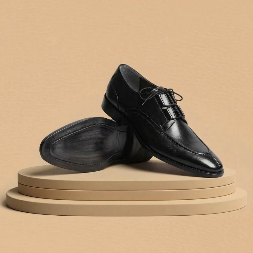 Artisan Hand-Finished Calfskin Split-Toe Bluchers in Rich Amber