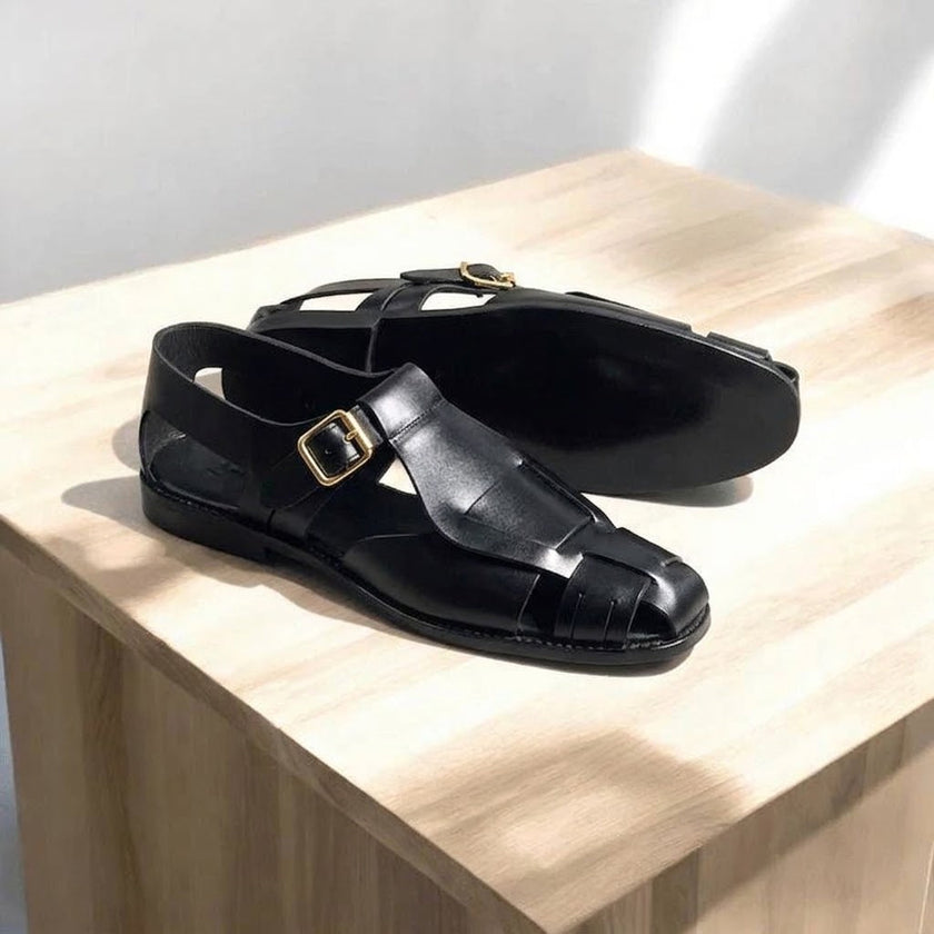 Artisan Woven Leather Slingback Sandals with Polished Dress Sole