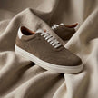 Premium Low-Top Suede Court Sneakers in Cool Slate