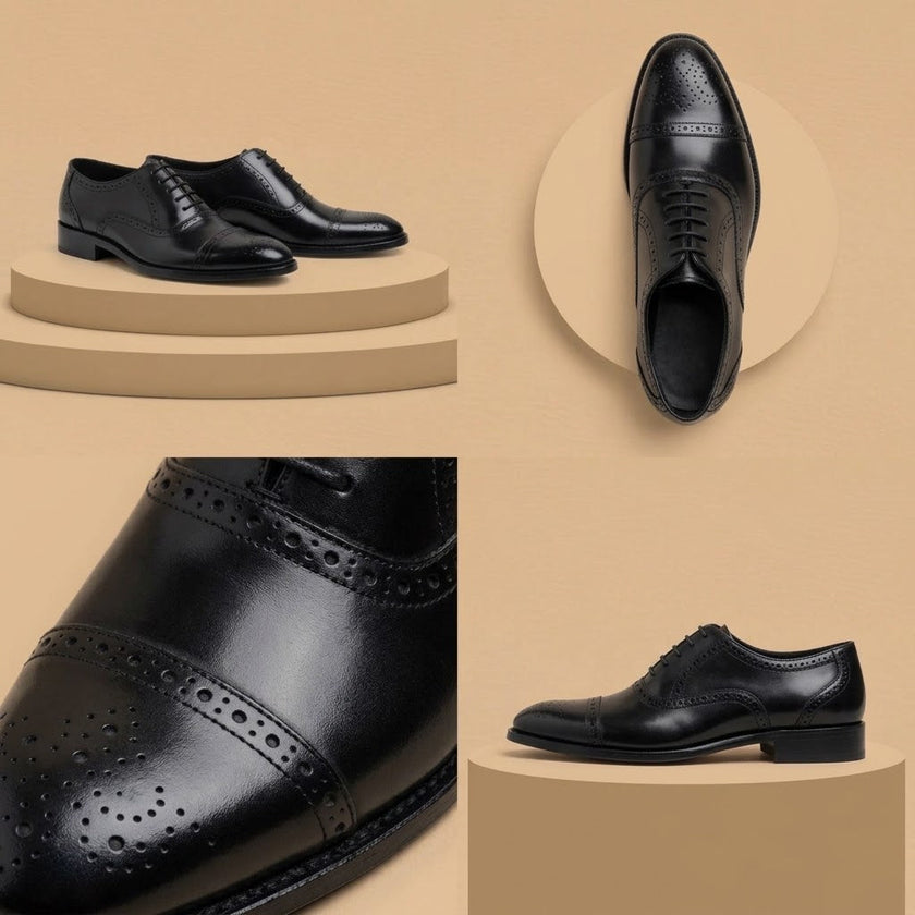 Hand-Burnished Calfskin Semi-Brogue Dress Shoes – Deep Oxblood