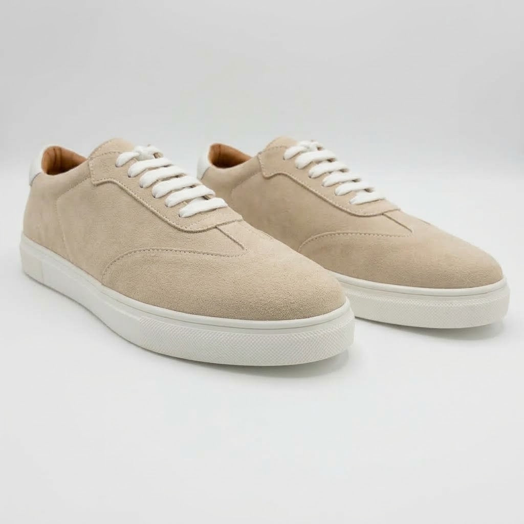Grey Suede Low-Top Sneakers