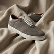 Premium Low-Top Suede Court Sneakers in Cool Slate