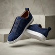 Navy Blue Suede Slip-On Sneakers