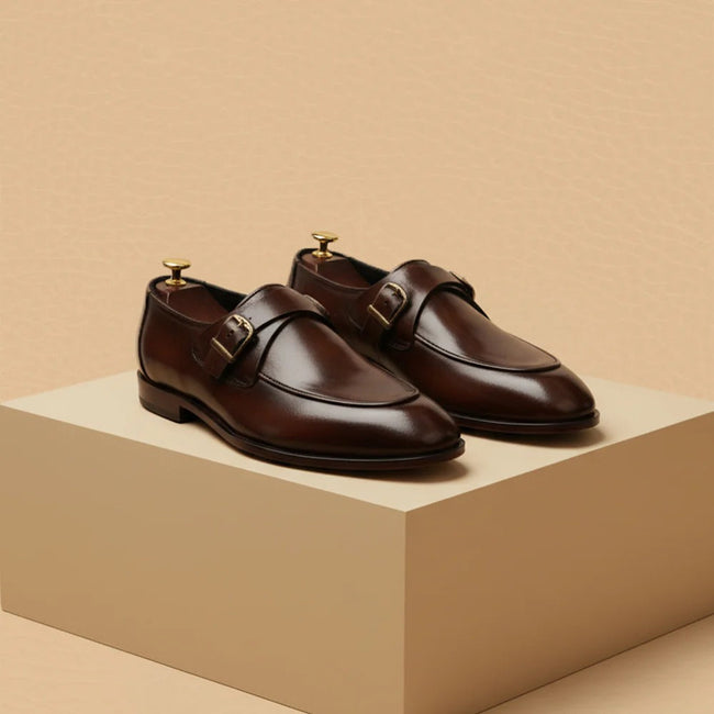 Premium Burnished Calfskin Single Monk Straps – Espresso Brown