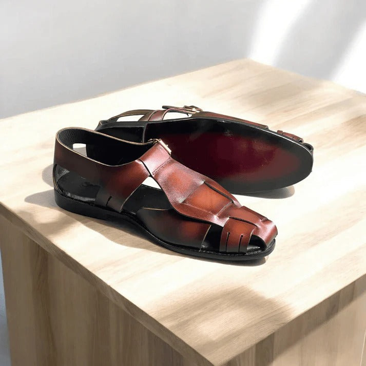 Artisan Woven Leather Slingback Sandals with Polished Dress Sole