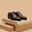Hand-Burnished Calfskin Semi-Brogue Dress Shoes – Deep Oxblood