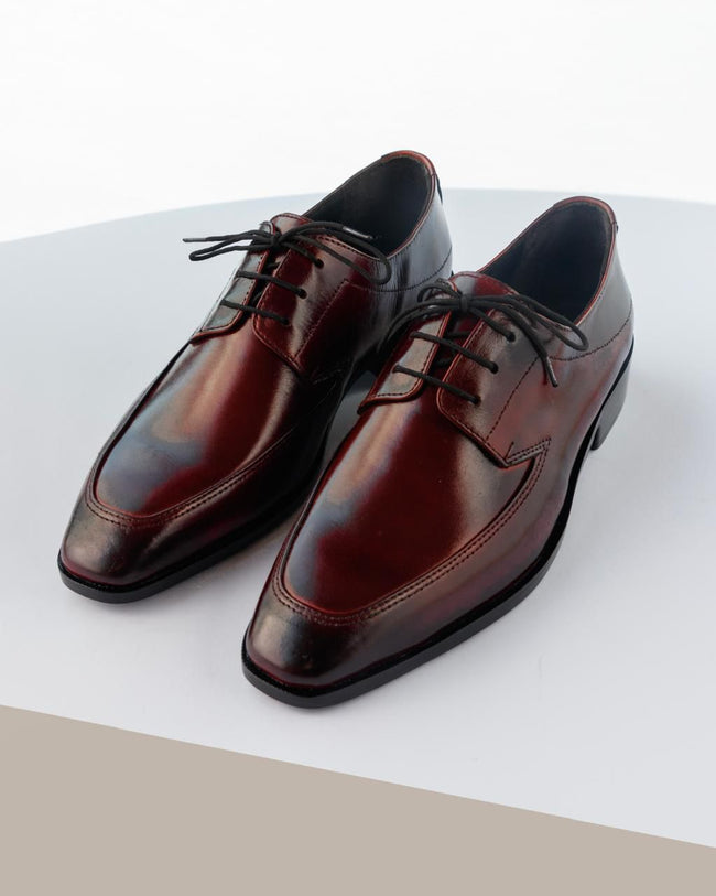 Men's Handcrafted Square-Toe Derby Shoes – Oxblood Burgundy