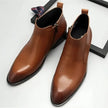 Men's Burnished Calfskin Dress Boots – Cognac Amber