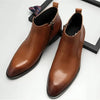 Men's Burnished Calfskin Dress Boots – Cognac Amber