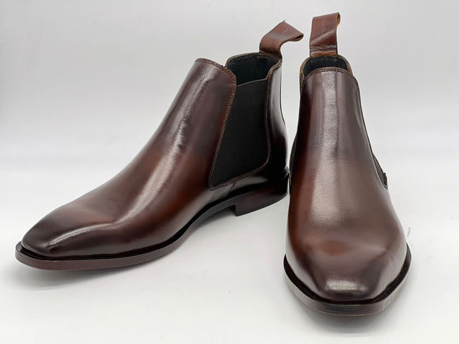 Men's Handcrafted Square-Toe Chelsea Boots – Dark Brown