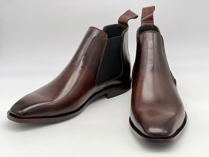 Men's Handcrafted Square-Toe Chelsea Boots – Dark Brown