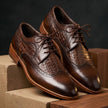 Qadam Handcrafted Two-Tone Croc-Embossed Leather Wingtip Derbies – Espresso Brown