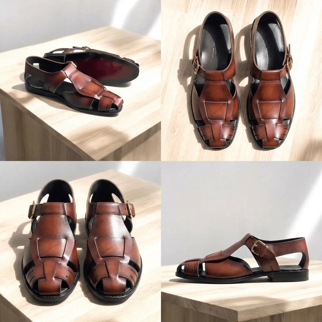 Artisan Woven Leather Slingback Sandals with Polished Dress Sole