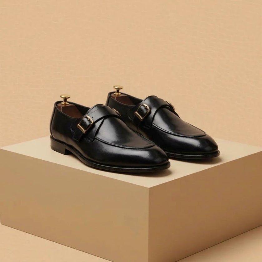Premium Burnished Calfskin Single Monk Straps – Espresso Brown