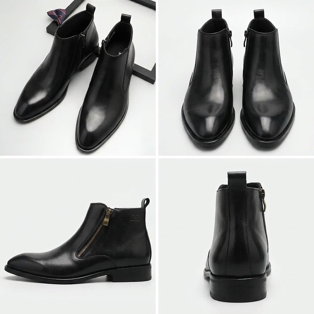 Men's Burnished Calfskin Dress Boots – Cognac Amber