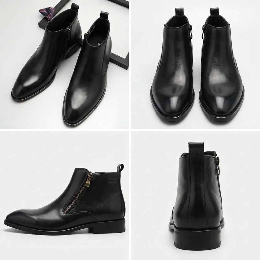 Men's Burnished Calfskin Dress Boots – Cognac Amber