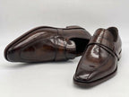 Qadam Handcrafted Cherry Red Chisel-Toe Leather Loafers