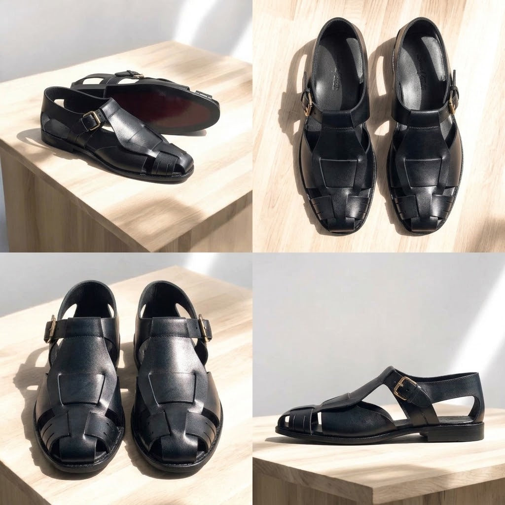 Artisan Woven Leather Slingback Sandals with Polished Dress Sole