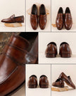 Men's Hand-Patina Calfskin Dress Loafers – Antique Chestnut