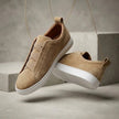 Navy Blue Suede Slip-On Sneakers