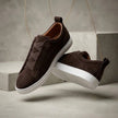 Navy Blue Suede Slip-On Sneakers