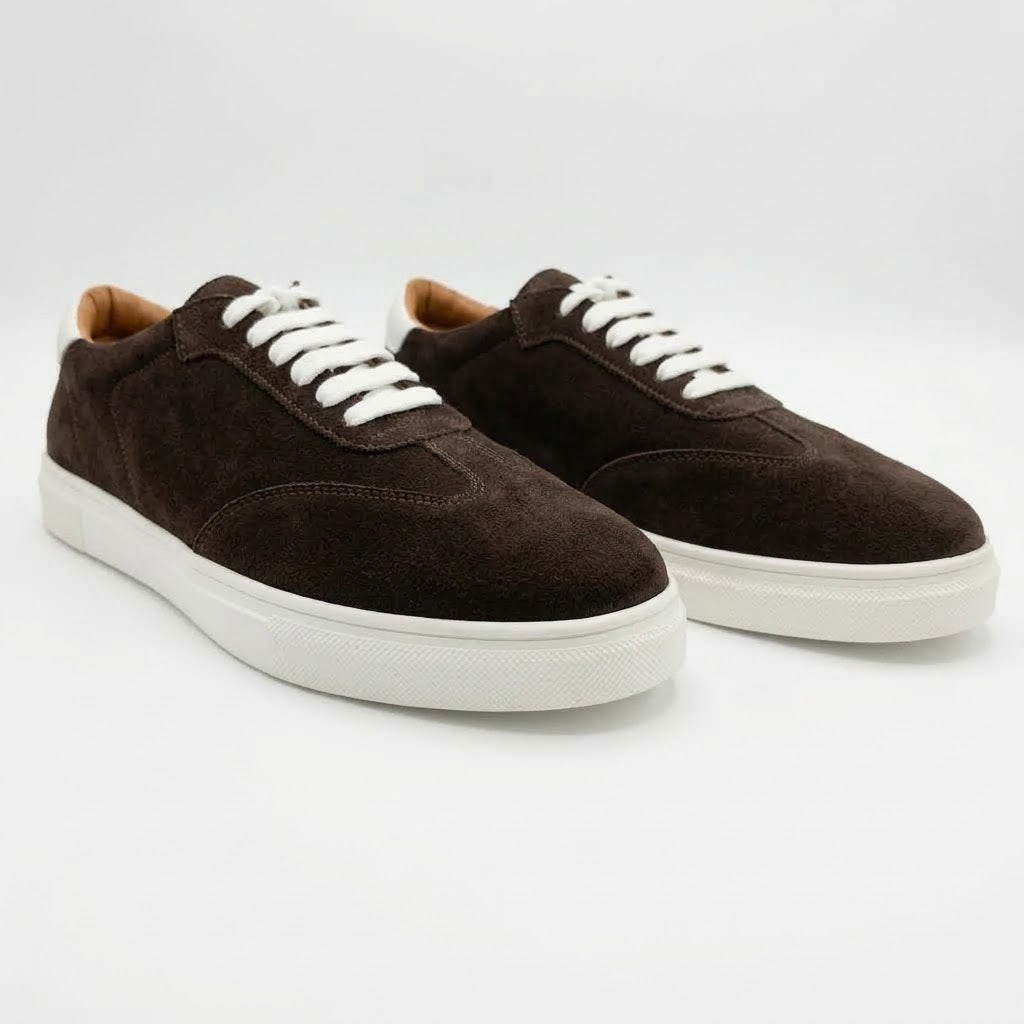 Grey Suede Low-Top Sneakers
