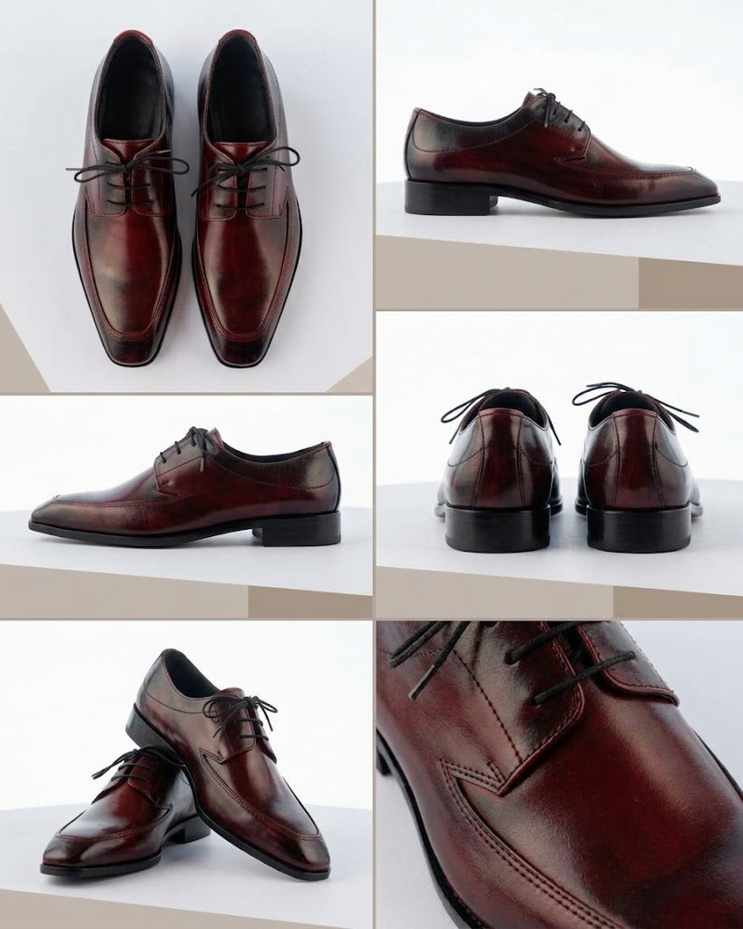 Men's Handcrafted Square-Toe Derby Shoes – Oxblood Burgundy
