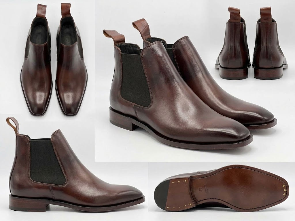 Men's Handcrafted Square-Toe Chelsea Boots – Dark Brown