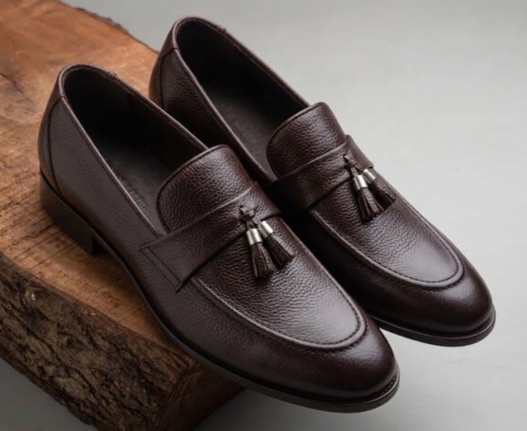Qadam Handcrafted Black Leather Tassel Loafers