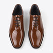 Qadam Handcrafted Patent Leather Wholecut Oxford Shoes – Mirror Black
