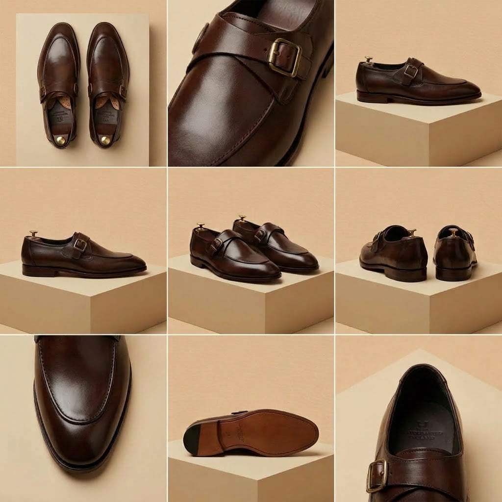 Premium Burnished Calfskin Single Monk Straps – Espresso Brown