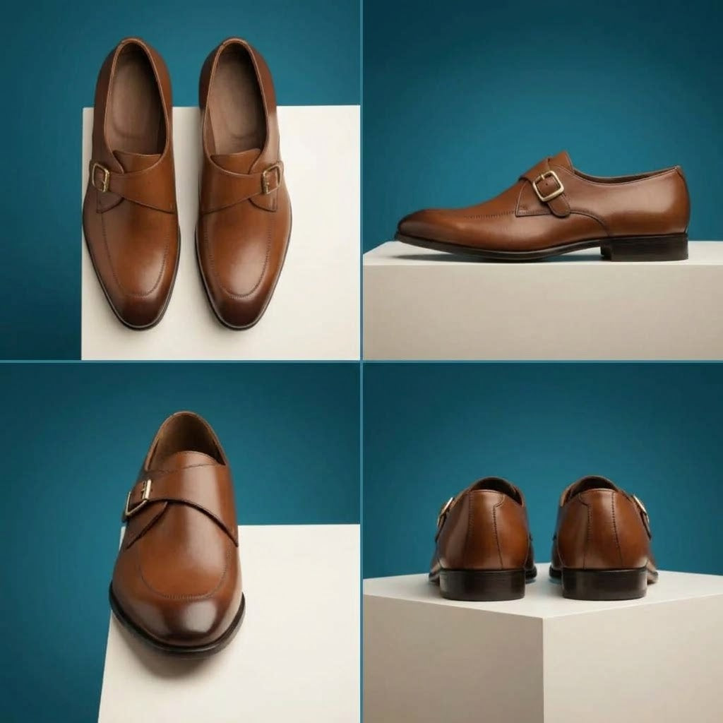 The Cambridge: Hand-Finished Tan Monk Strap with Gold Buckle