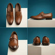 The Cambridge: Hand-Finished Tan Monk Strap with Gold Buckle