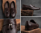 Qadam Handcrafted Black Leather Tassel Loafers